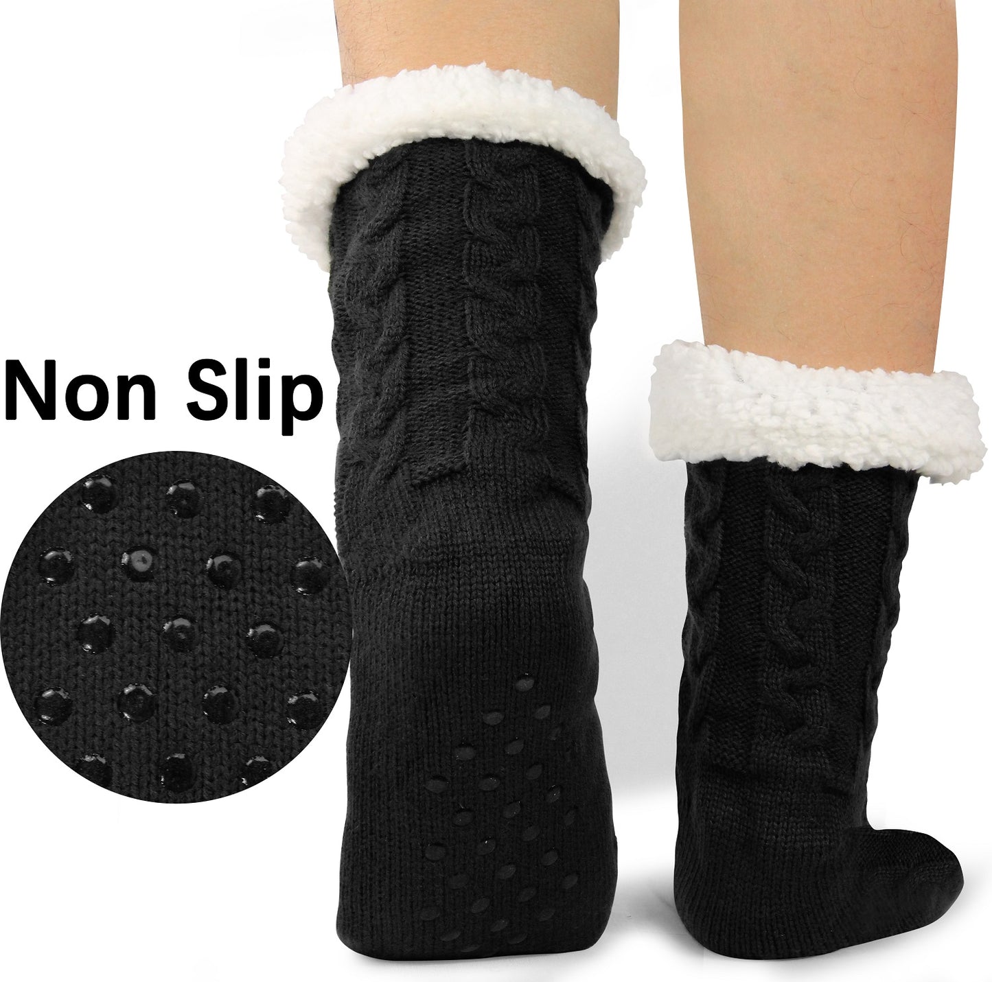 BenSorts Men Fuzzy Slipper Socks with Grippers Non Slip Indoor House Socks Christmas Gifts