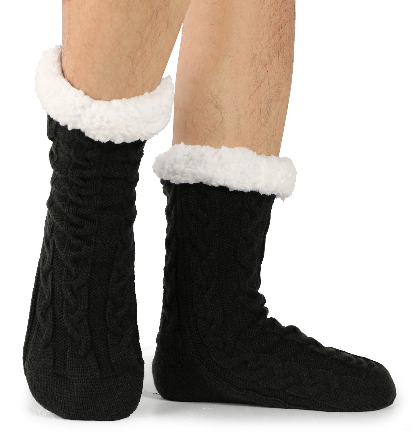 BenSorts Men Fuzzy Slipper Socks with Grippers Non Slip Indoor House Socks Christmas Gifts