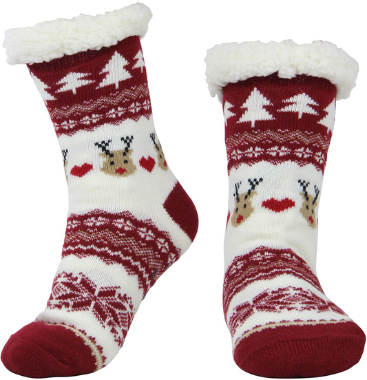 BenSorts Women Winter Thick Slipper Socks with Grippers Non Slip Warm Fuzzy Socks Christmas Gifts