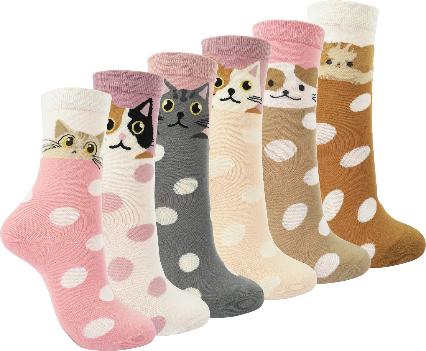 BenSorts Women's Cute Animal Crew Socks Cat Dog 6 Pairs Socks Christmas Gifts for Women Size 5-11