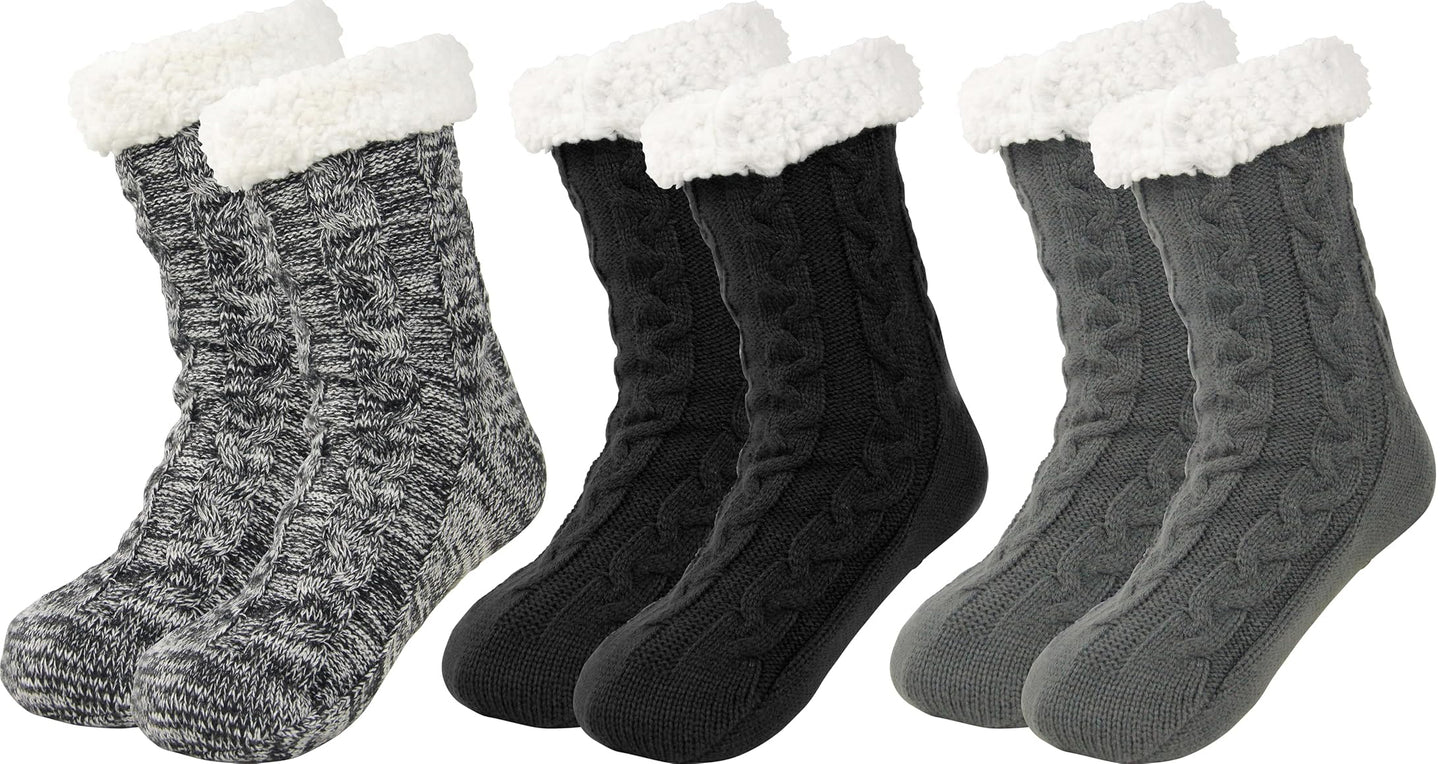 BenSorts Men Fuzzy Slipper Socks with Grippers Non Slip Indoor House Socks Christmas Gifts