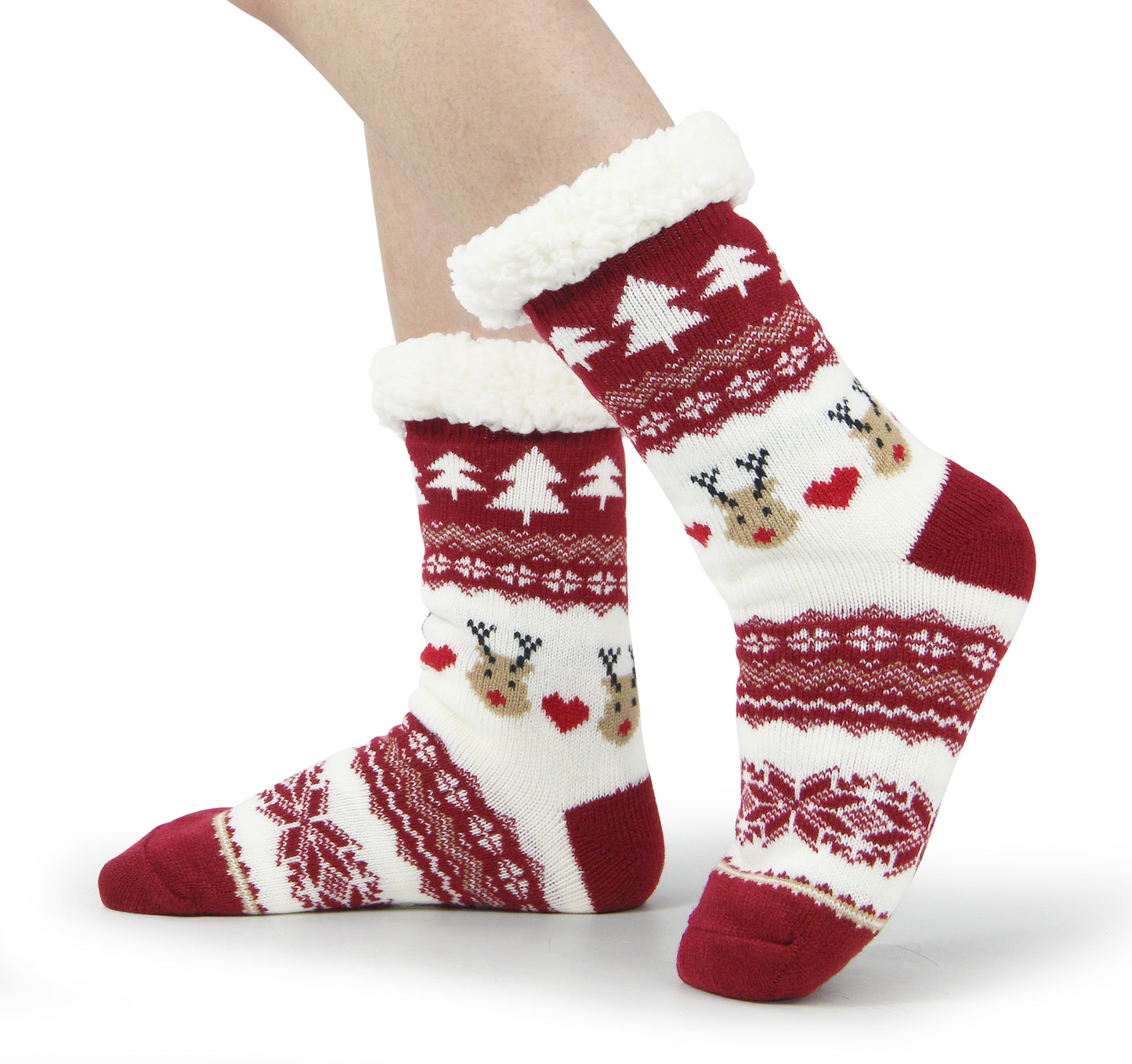 BenSorts Women Winter Thick Slipper Socks with Grippers Non Slip Warm Fuzzy Socks Christmas Gifts