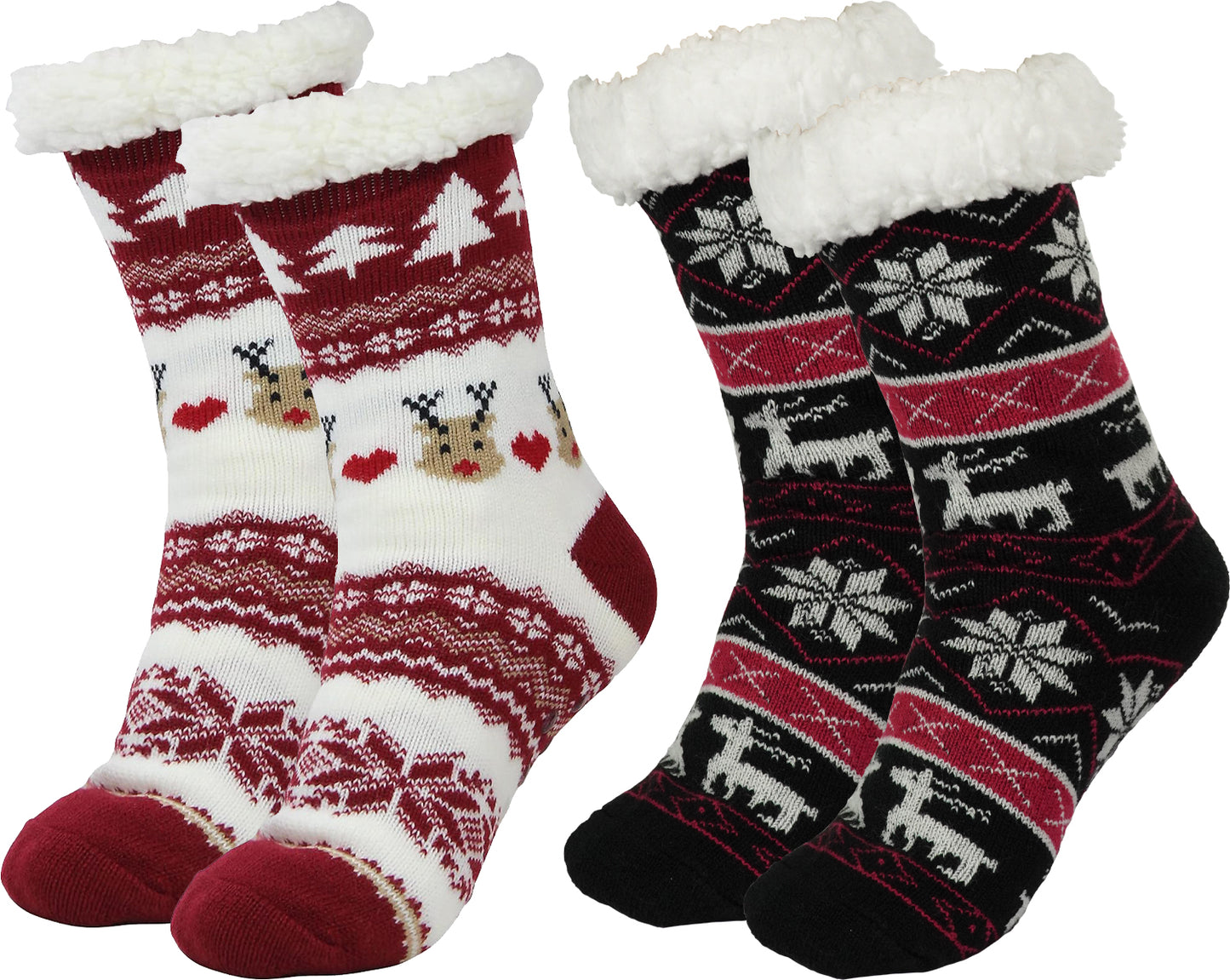 BenSorts Women Winter Thick Slipper Socks with Grippers Non Slip Warm Fuzzy Socks Christmas Gifts
