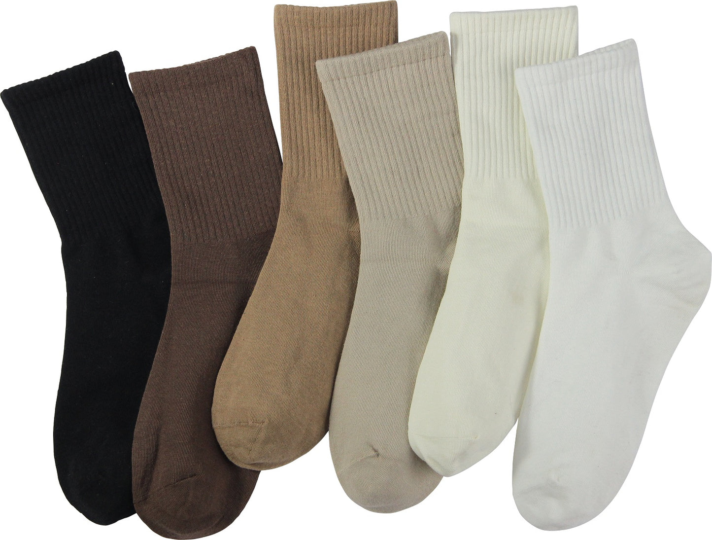 BenSorts Women Crew Socks Casual Cotton Calf Socks 6 Pairs Size 5-11