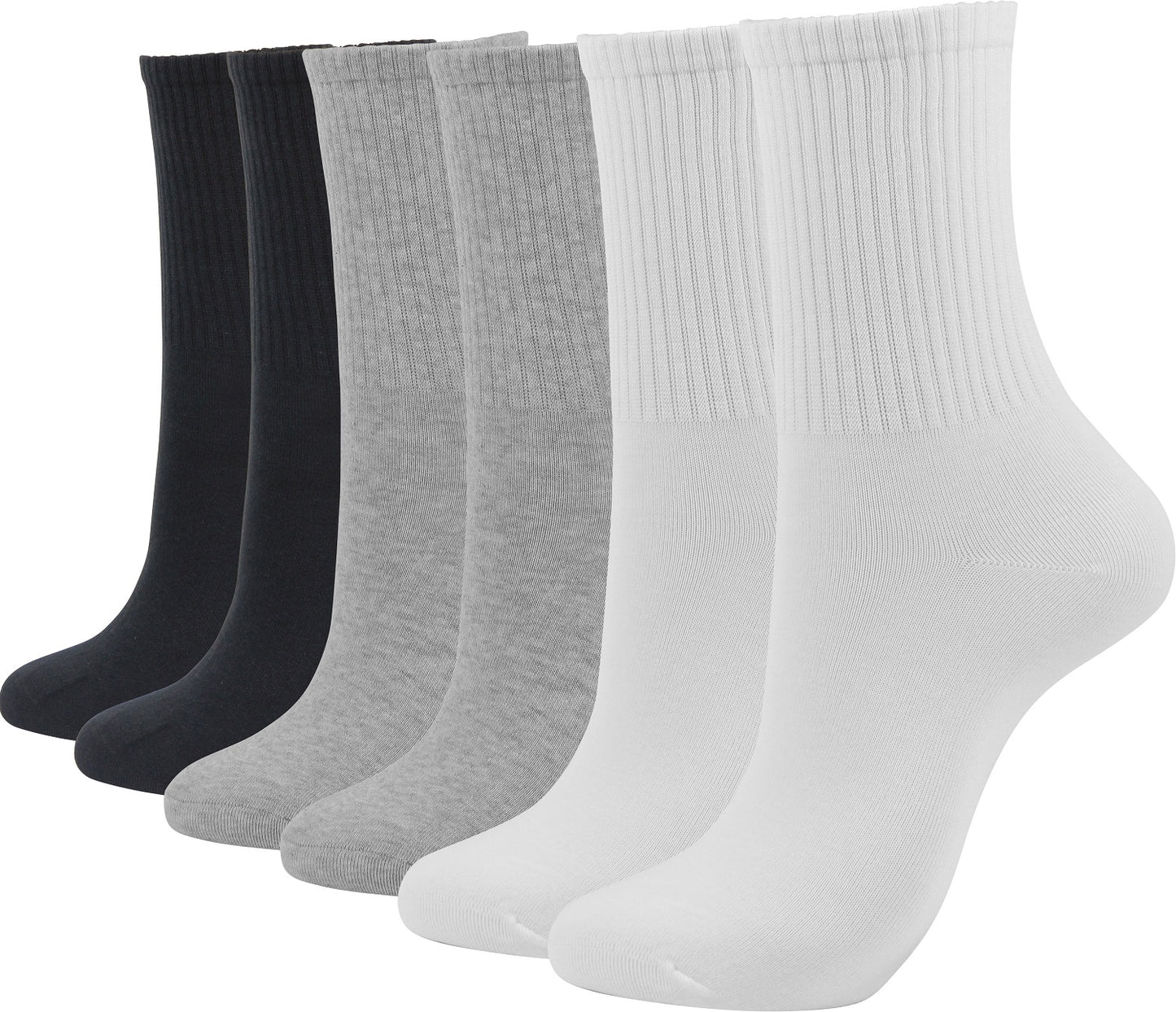 BenSorts Women Crew Socks Casual Cotton Calf Socks 6 Pairs Size 5-11