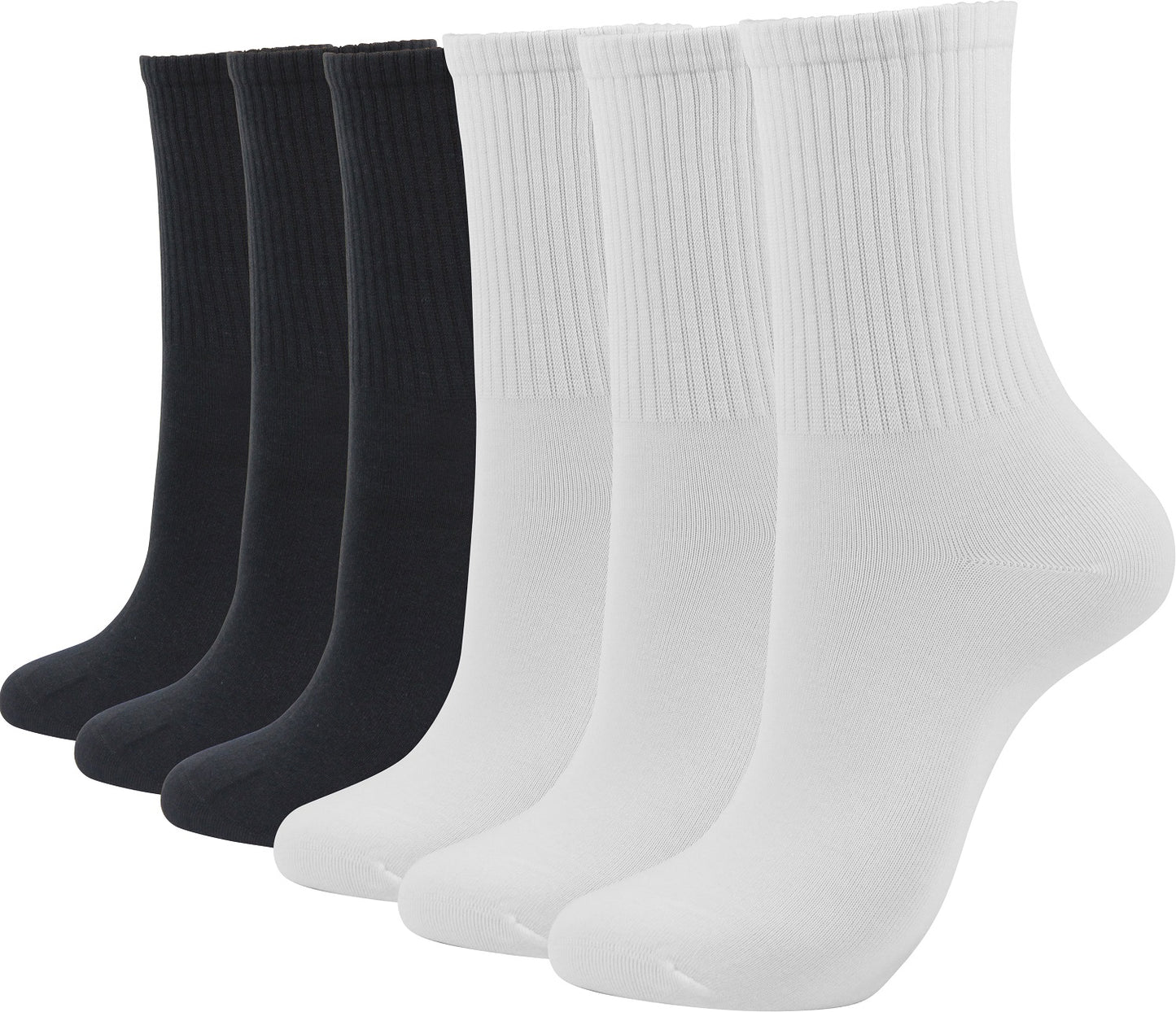 BenSorts Women Crew Socks Casual Cotton Calf Socks 6 Pairs Size 5-11