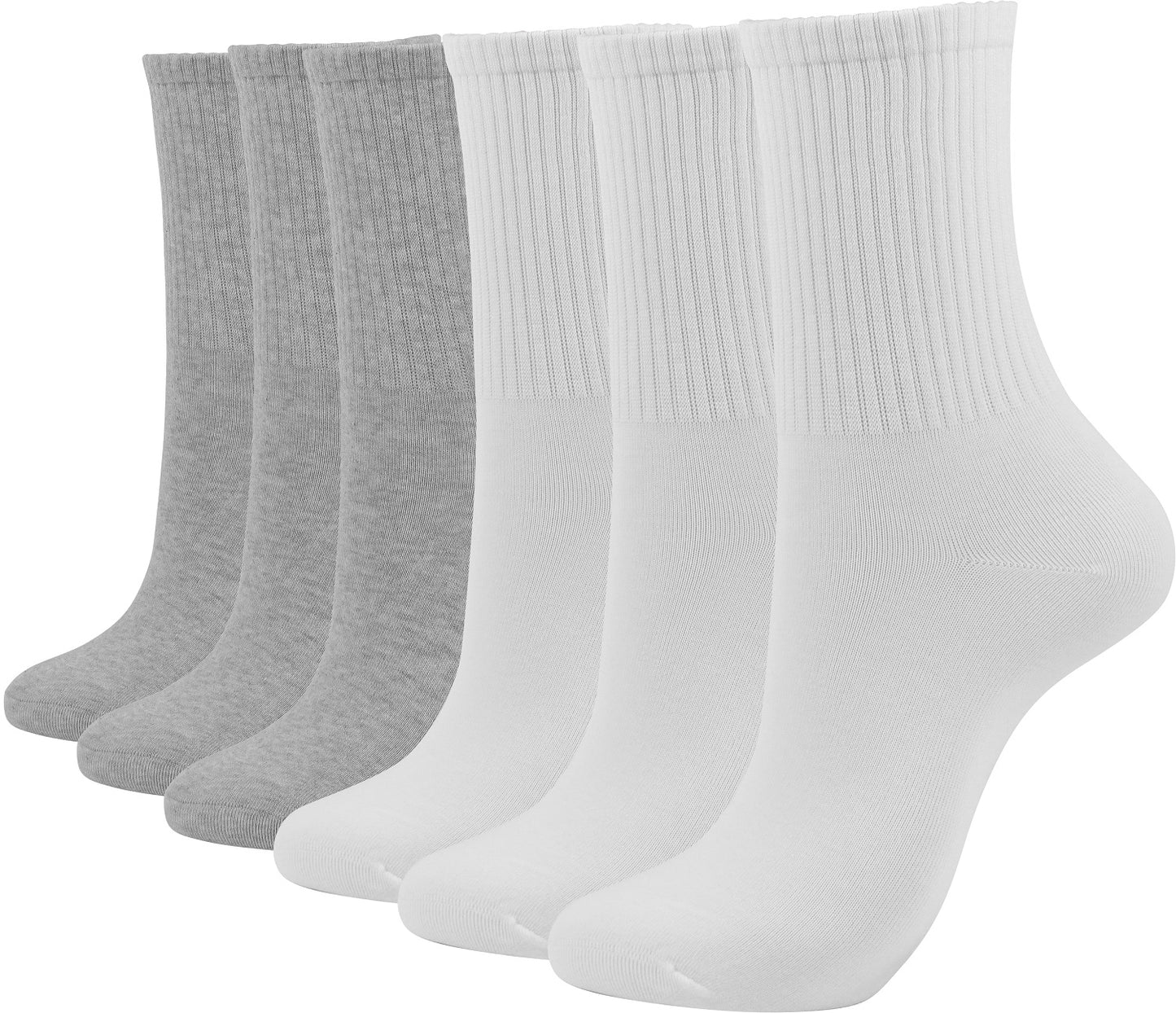 BenSorts Women Crew Socks Casual Cotton Calf Socks 6 Pairs Size 5-11