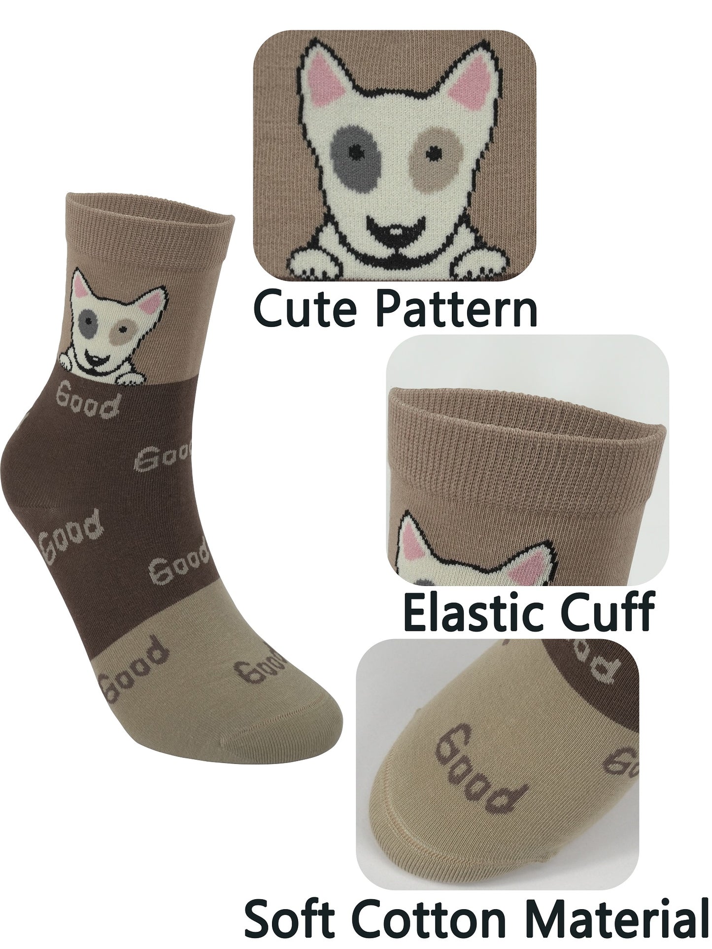 BenSorts Women's Cute Animal Crew Socks Cat Dog 6 Pairs Socks Christmas Gifts for Women Size 5-11