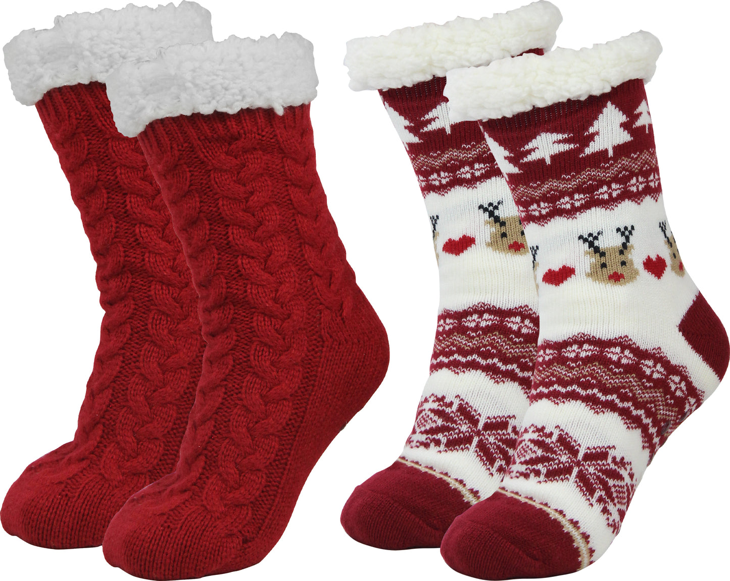 BenSorts Women Winter Thick Slipper Socks with Grippers Non Slip Warm Fuzzy Socks Christmas Gifts