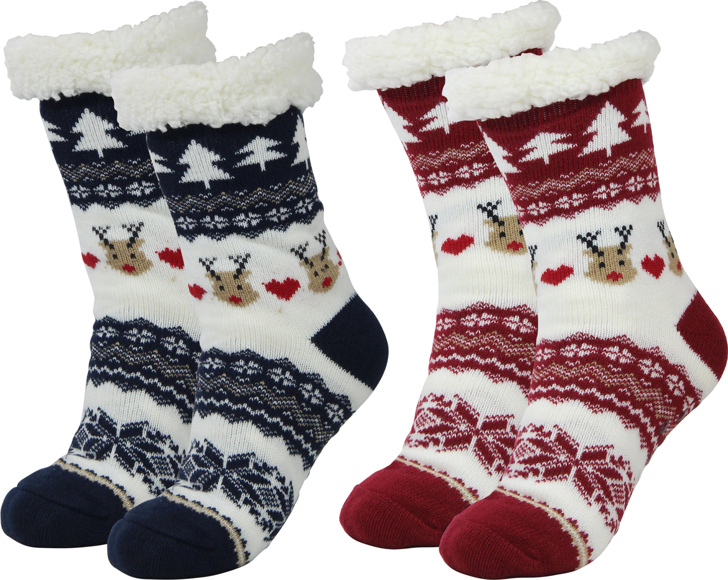 BenSorts Women Winter Thick Slipper Socks with Grippers Non Slip Warm Fuzzy Socks Christmas Gifts