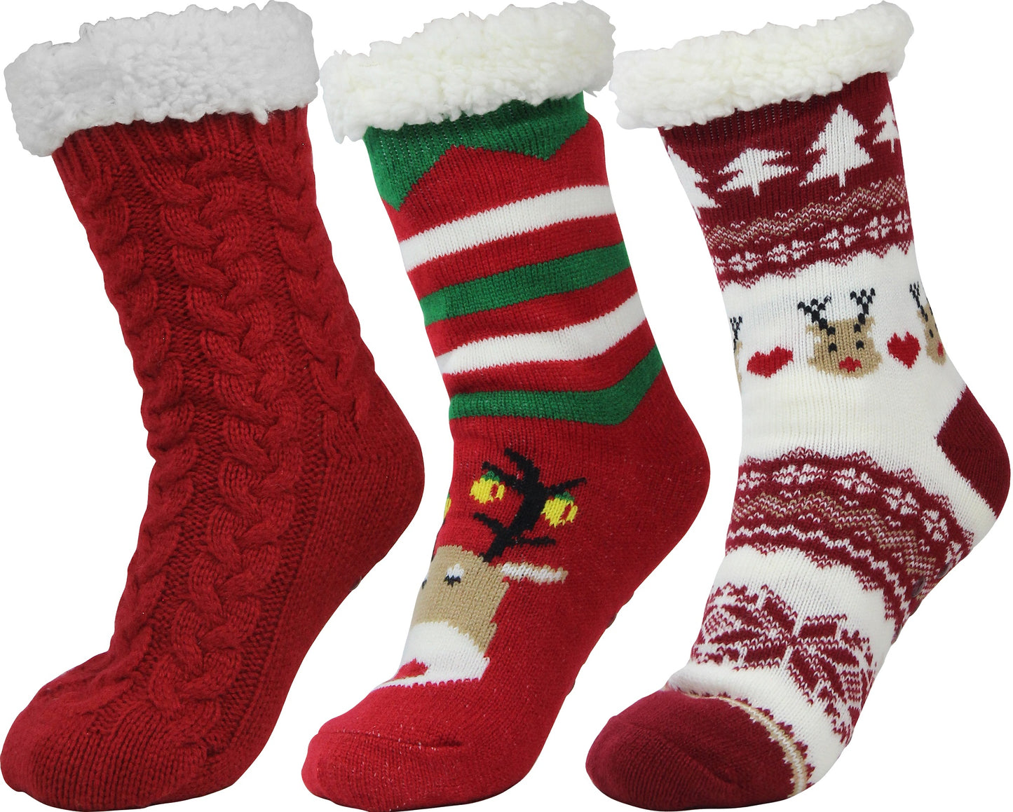 BenSorts Women Winter Thick Slipper Socks with Grippers Non Slip Warm Fuzzy Socks Christmas Gifts