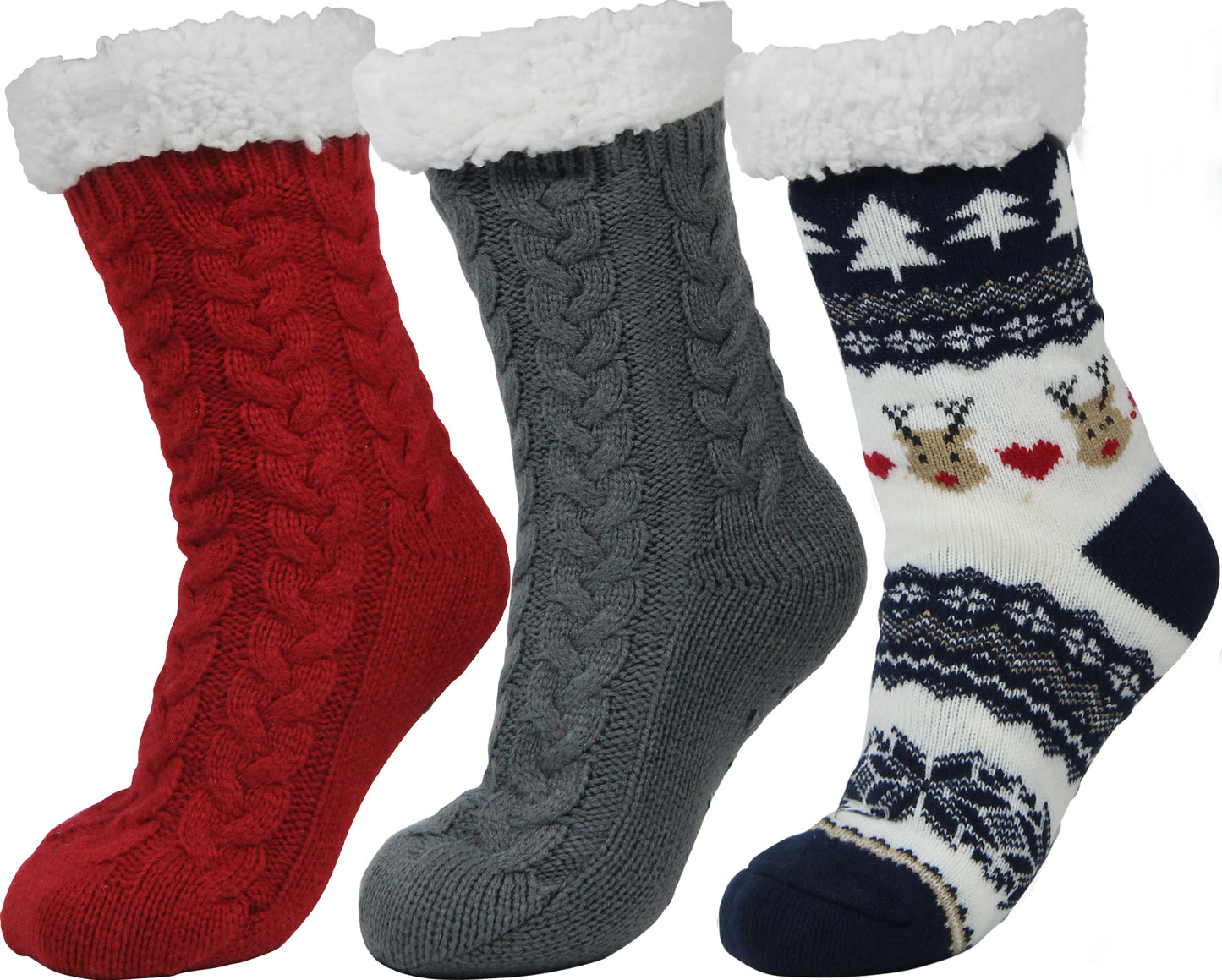 BenSorts Women Winter Thick Slipper Socks with Grippers Non Slip Warm Fuzzy Socks Christmas Gifts